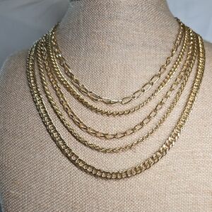 Vintage Gold Tone Five Strand Necklace